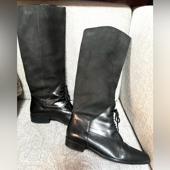 ✨Seychelles Free People Leather and Suede Riding Boot below the Knee Black Sz 7 - Picture 5 of 9